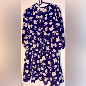 Navy Floral Monteau Dress